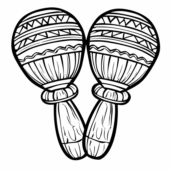 Pair of maracas, cartoon style — free printable latin america coloring book page