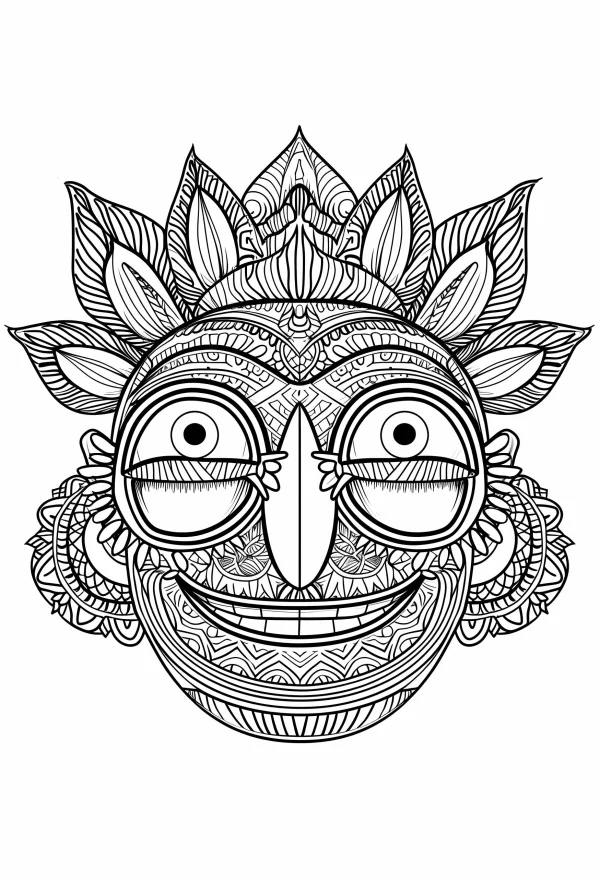 Tribal totem mask, indigenous style — free printable indigenous coloring book page