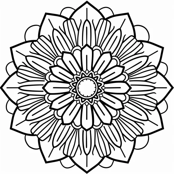 Mandala pattern, abstract art style — free printable balance coloring book page
