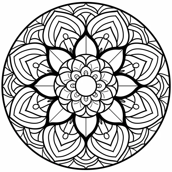 Coloring book page, mandala pattern — free printable balance coloring book page