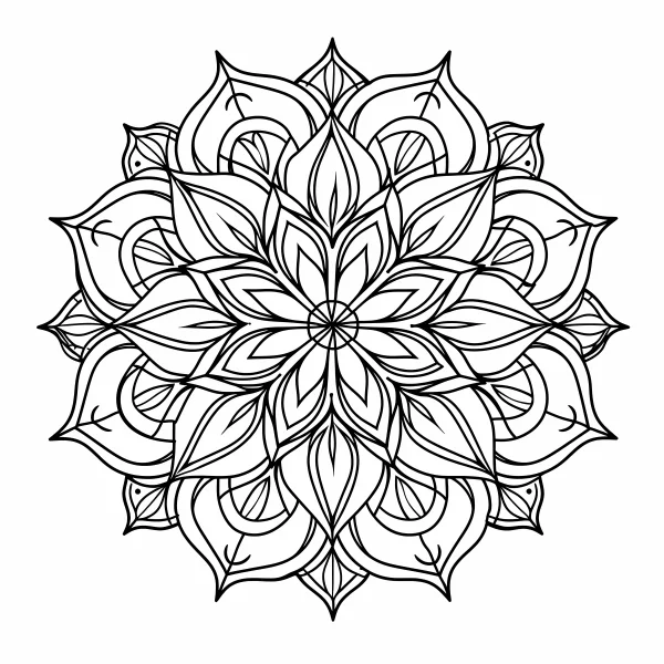 Mandala floral pattern, abstract style — free printable abstract art coloring book page