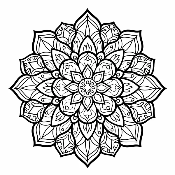 Mandala floral pattern, decorative art style — free printable balance coloring book page