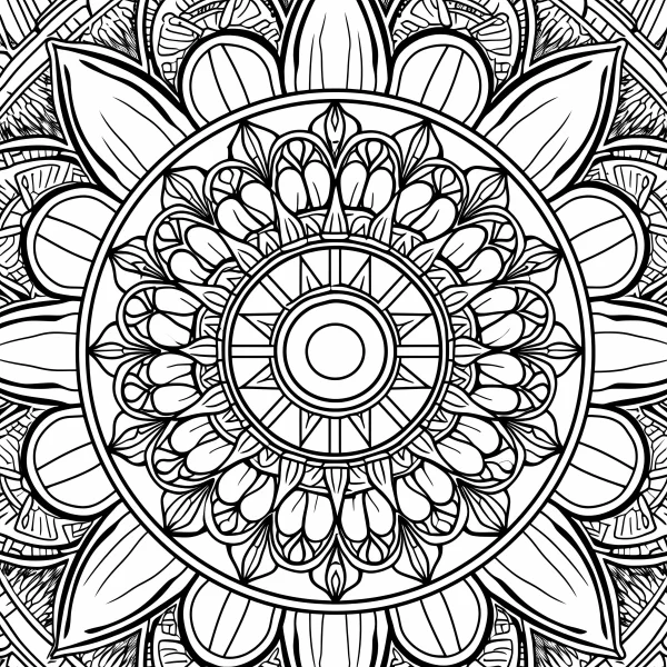 Mandala pattern, abstract art style — free printable balance coloring book page