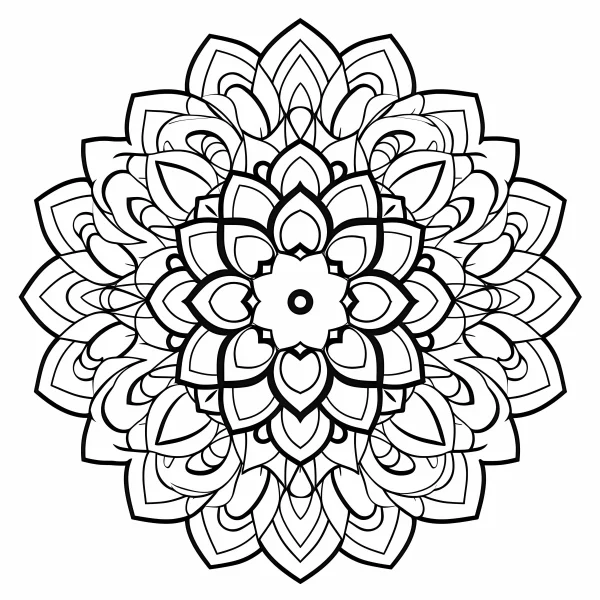 Mandala pattern, abstract art style — free printable balance coloring book page