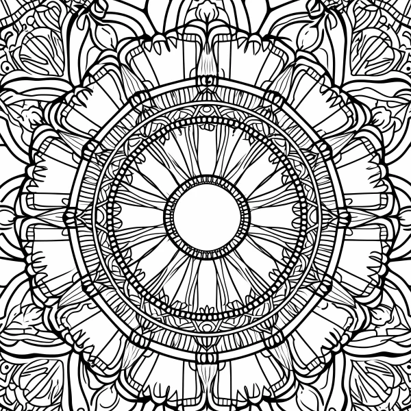 Intricate mandala pattern, abstract style — free printable order coloring book page