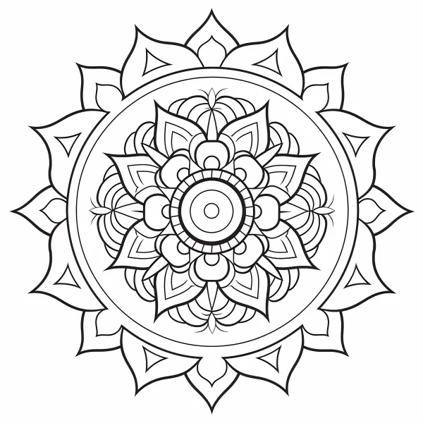 Mandala pattern, abstract decorative art — free printable abstract art coloring book page