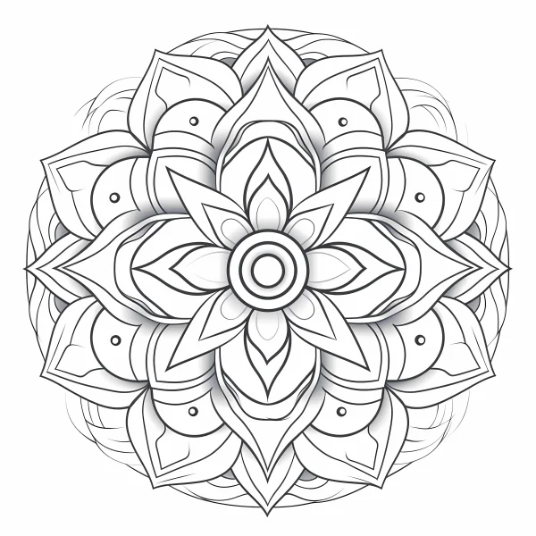 Coloring book page, symmetrical mandala pattern — free printable balance coloring book page