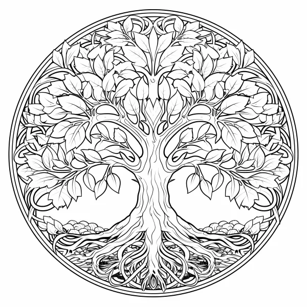 Celtic tree of life, celtic style — free printable celtic coloring book page