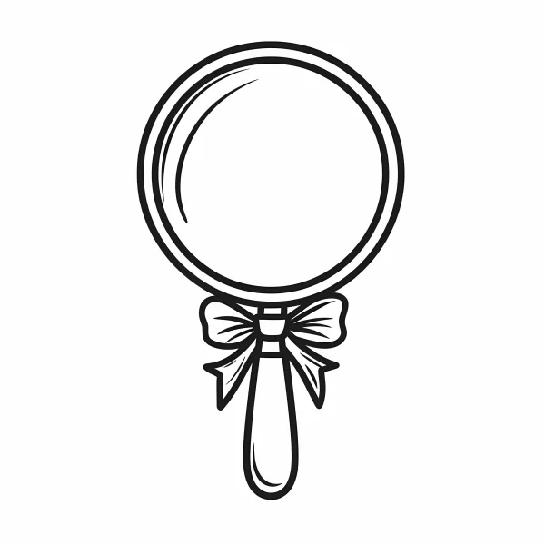 Hand mirror with a bow, cartoon style — free printable other life themes coloring book page