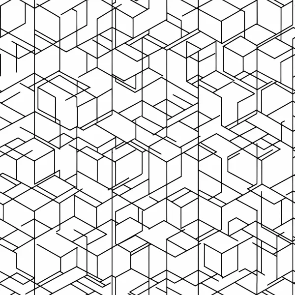 Abstract geometric cube wireframe pattern, abstract style — free printable geometry coloring book page