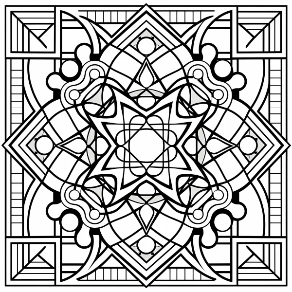 Coloring book page, mandala geometric pattern — free printable order coloring book page