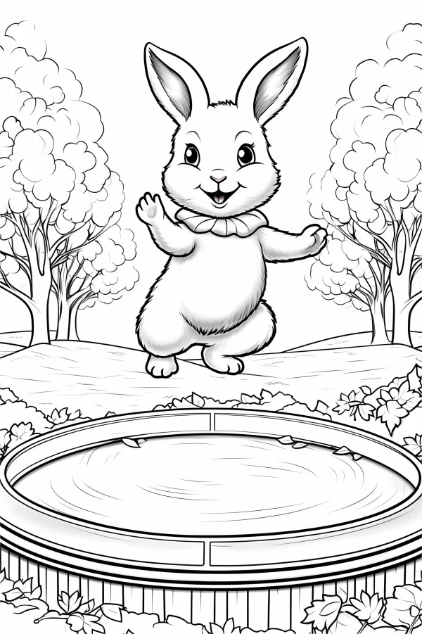 Cute cartoon rabbit, cartoon style — free printable outdoor coloring book page