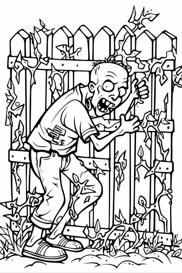 Cartoon horror zombie from plants vs. zombies, cartoon style — free printable games coloring book page