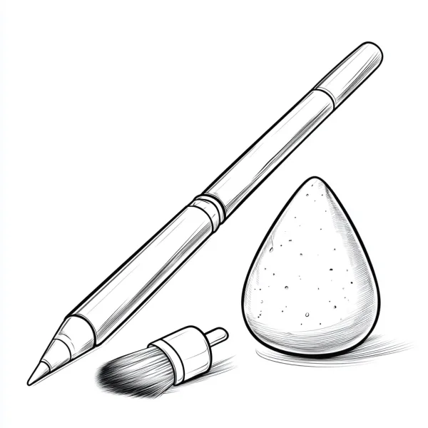 Pencil, makeup brush — free printable painting coloring book page