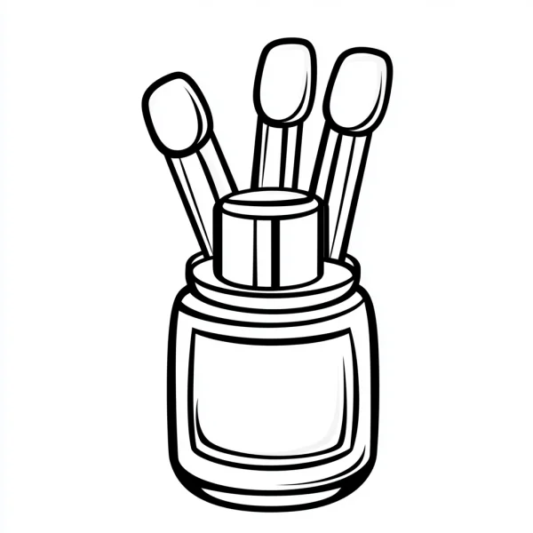 Paintbrushes in paint jar, cartoon style — free printable handmade coloring book page
