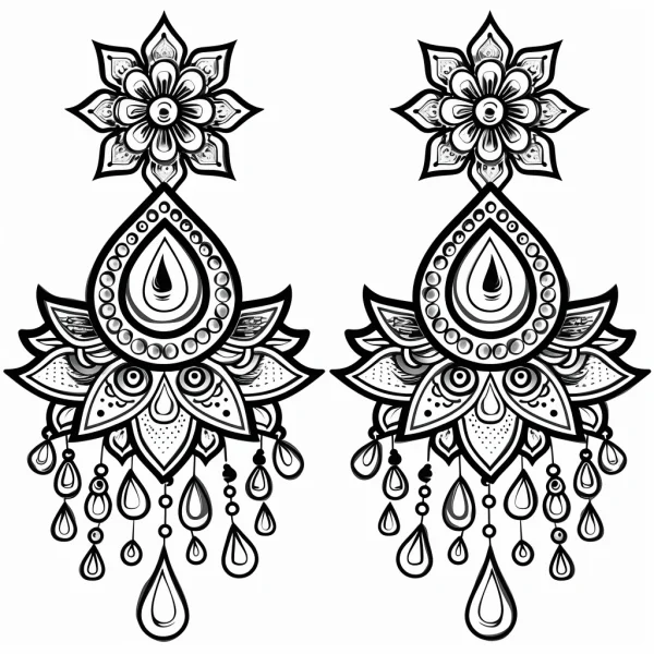 Symmetrical mandala-style decorative patterns, indian decorative art style — free printable india coloring book page