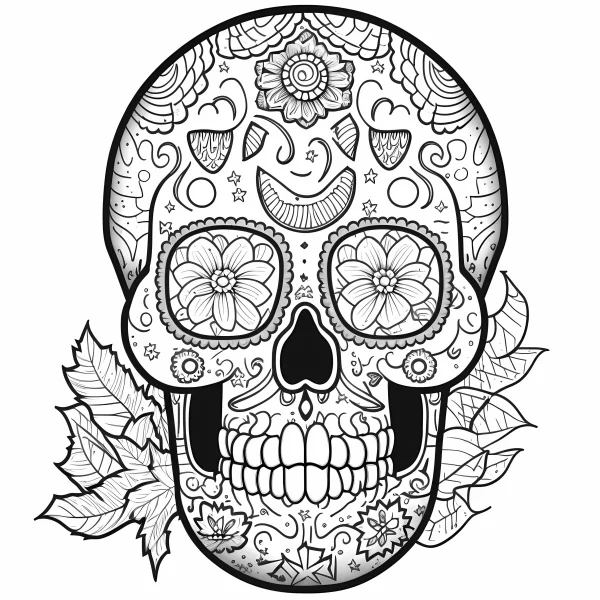Day of the dead decorative sugar skull, latin american style — free printable latin america coloring book page