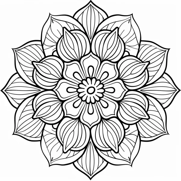 Mandala pattern, abstract art style — free printable balance coloring book page