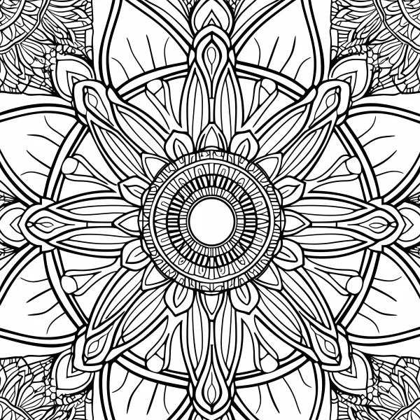Intricate mandala pattern, abstract decorative style — free printable balance coloring book page