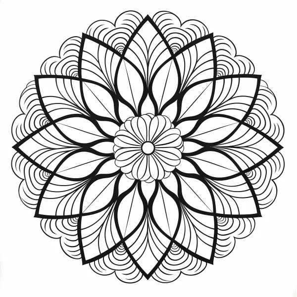 Coloring book page, symmetrical mandala pattern — free printable balance coloring book page
