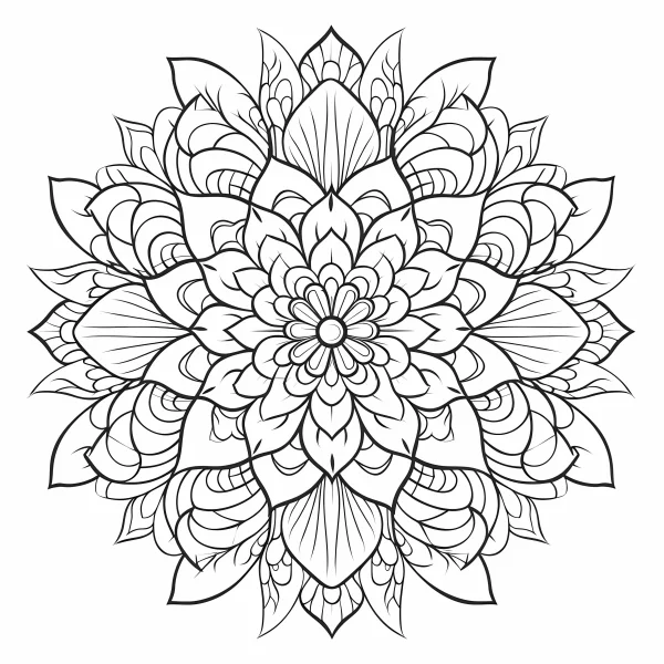 Floral mandala pattern, decorative art style — free printable balance coloring book page