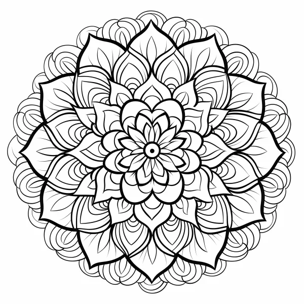 Mandala floral pattern, mandala style — free printable balance coloring book page