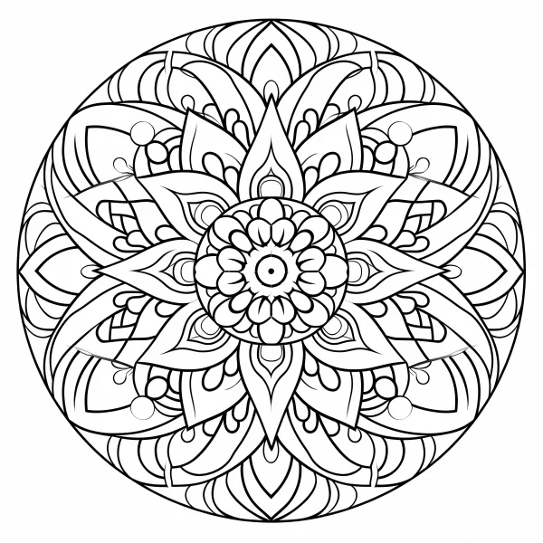 Intricate mandala pattern, abstract style — free printable mandala coloring book page