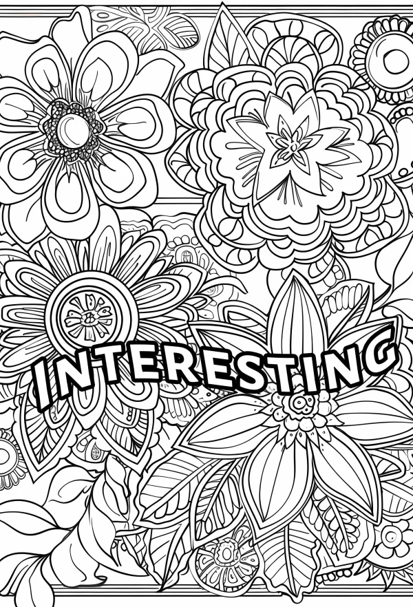 Decorative floral combination, ornamental art style — free printable art creation coloring book page