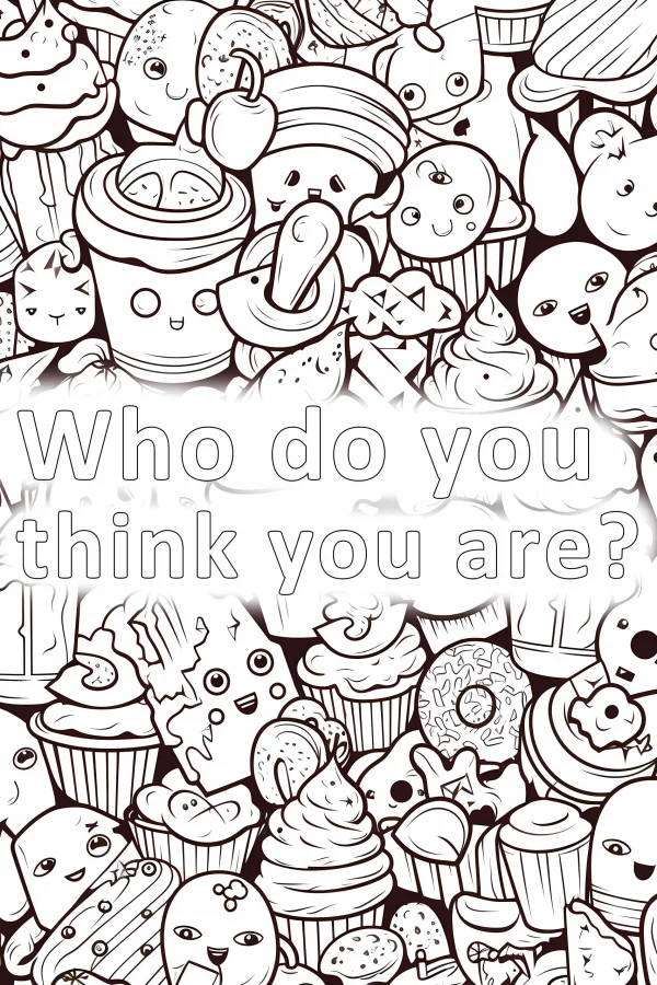 Collection of anthropomorphized cute desserts including cupcakes, donuts — free printable cartoon coloring book page
