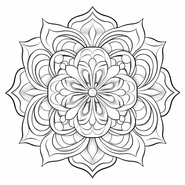 Mandala pattern, zentangle style — free printable abstract theme coloring book page