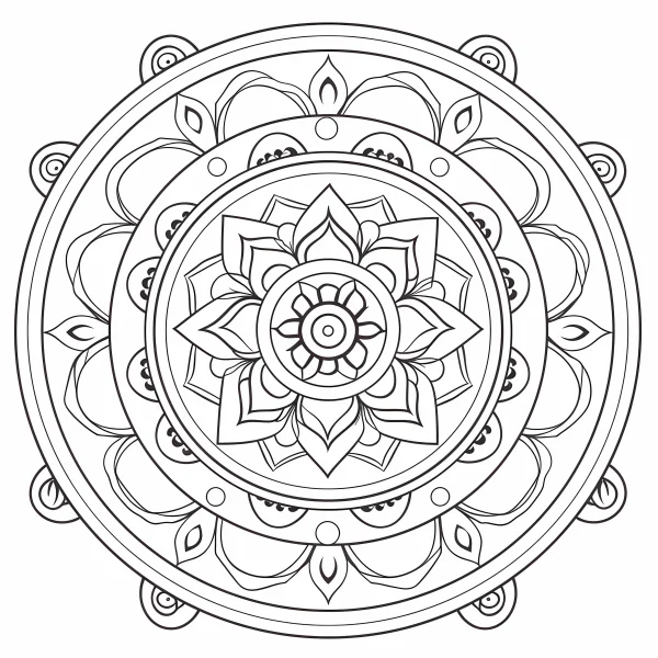 Mandala floral pattern, abstract style — free printable abstract theme coloring book page