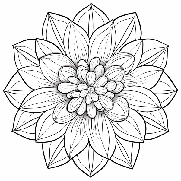 Mandala-style flower, intricate symmetrical floral patterns — free printable mandala coloring book page