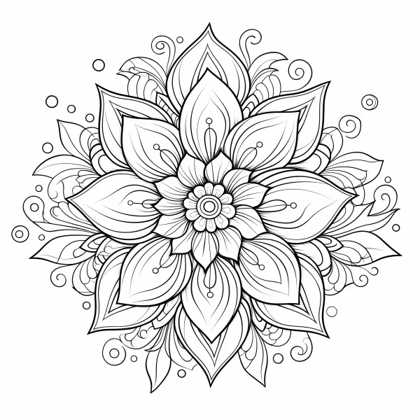 Mandala flower, mandala style — free printable balance coloring book page