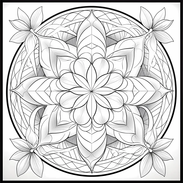 Mandala floral pattern, abstract mandala art style — free printable abstract art coloring book page