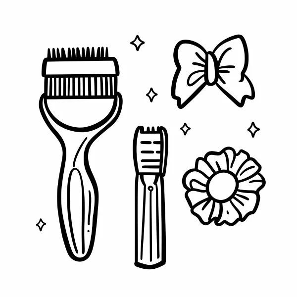 Daily items set including comb, toothbrush — free printable other life themes coloring book page