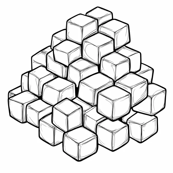 Stacked cubes, geometric repeating pattern — free printable items coloring book page