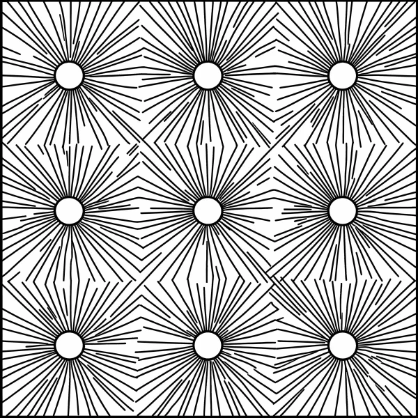Radial symmetrical geometric patterns, abstract style — free printable balance coloring book page