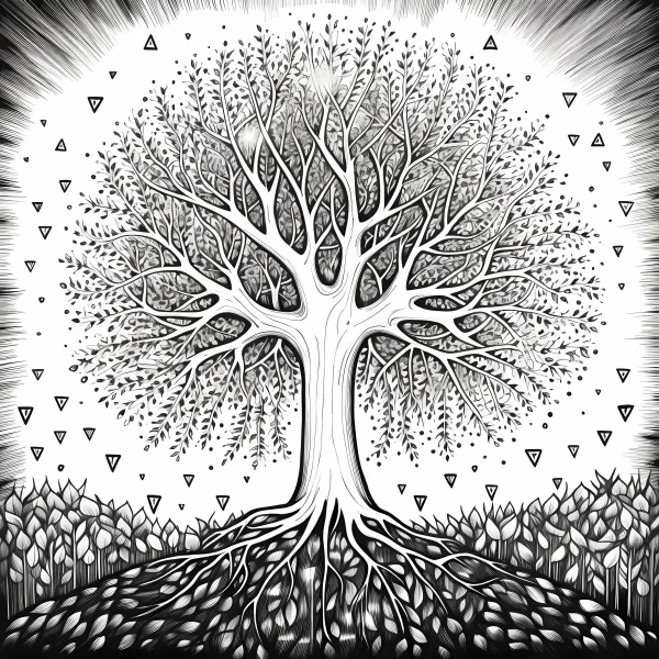 Tree of life, zentangle style — free printable zen coloring book page