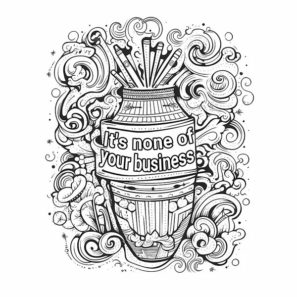 Doodle style jar filled with drawing pens, surrounded by intricate curly decorative patterns — free printable graffiti coloring book page