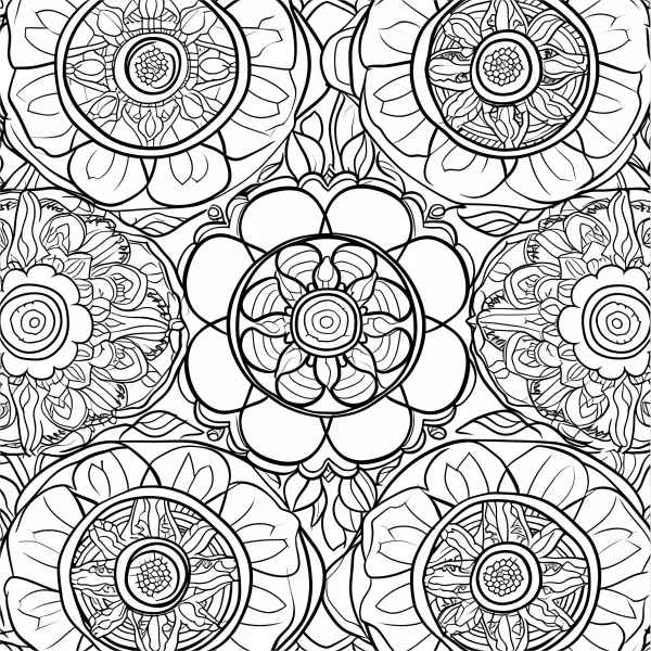 Mandala flower patterns, abstract mandala style — free printable mandala coloring book page