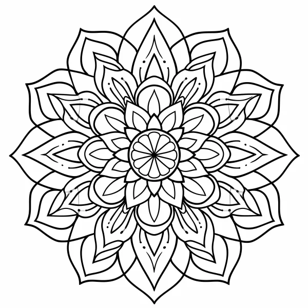 Floral mandala, mandala style — free printable mandala coloring book page