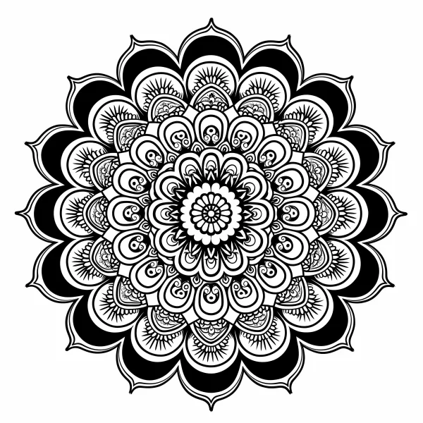 Coloring book page, intricate mandala pattern — free printable mandala coloring book page