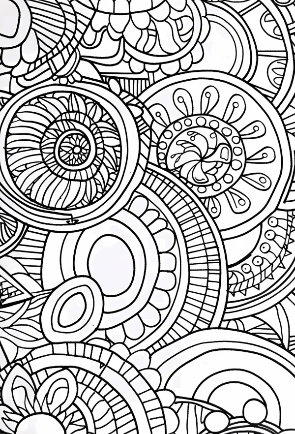 Mandala combination patterns, abstract style — free printable abstract theme coloring book page