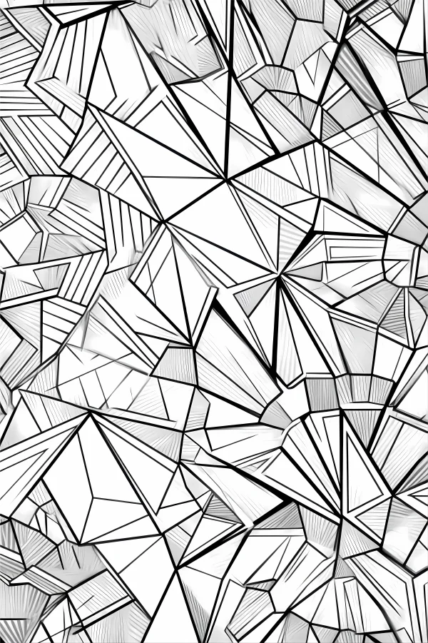 Abstract geometric line pattern, abstract art style — free printable abstract theme coloring book page
