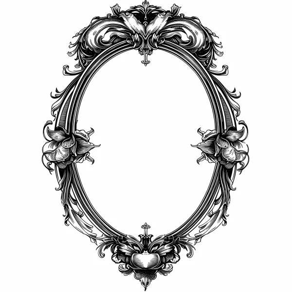 Vintage decorative oval frame, art deco style — free printable decorative art coloring book page