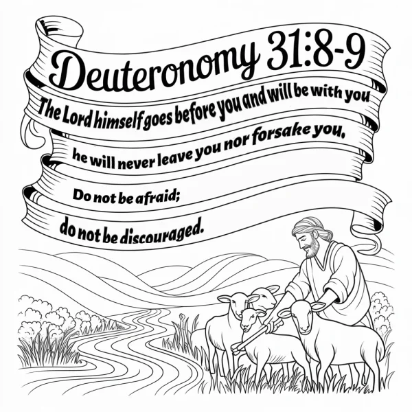 Shepherd with sheep, realistic illustration style — free printable religion coloring book page