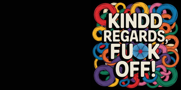 Decorative artwork, bold text 'kind regards — free printable emotional release coloring book page