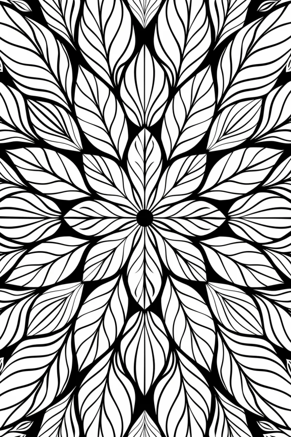 Mandala leaf pattern, abstract mandala style — free printable abstract coloring book page