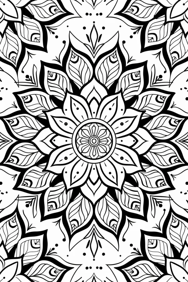 Intricate mandala pattern, mandala style — free printable abstract coloring book page