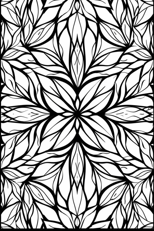 Mandala plant pattern, abstract decorative art style — free printable abstract coloring book page